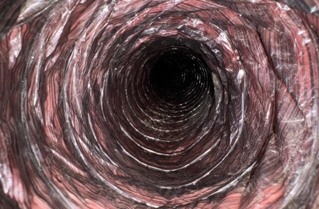 Flexible AC duct interior after a Nuvair cleaning